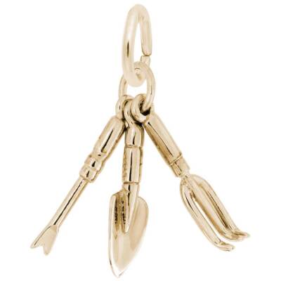 Garden Tools Charm by Rembrandt 10K or 14K Gold or Sterling Silver