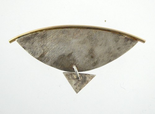 Artisan Signed AC 1996 Sterling Silver Modernist Brooch Handmade Pin 925 4.4g