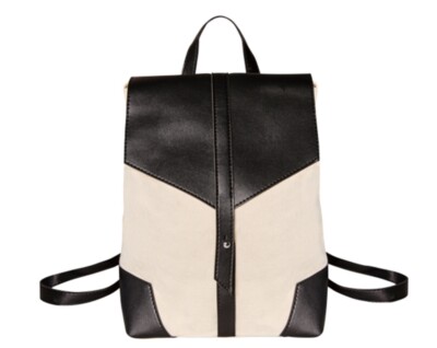 Deux Lux Black and Cream Backpack Deux Lux cream and black backpack with a zipper... | Depop main image 4