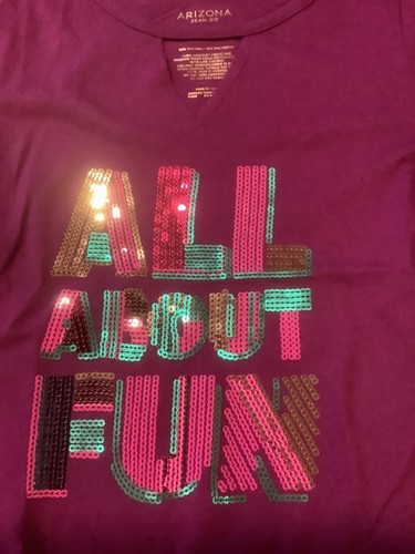 Arizona Girls Youth Size Small 7 8 Purple Gold Shirt Crew NWT Sequins Pink NEW - Picture 9 of 9