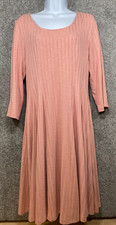 Torrid Women's Size 0 Dress Hacci Knit Ribbed Skater Pink 3/4 Sleeve
