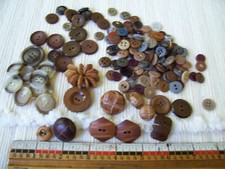 Antique, Vintage, Buttons, all Brown tones, various sizes, Herringbone, nice!