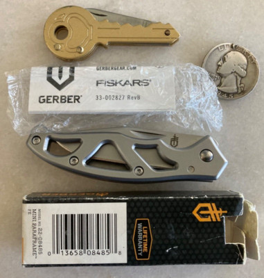 NEW LOT 2 POCKET KNIVES KEY PEN KNIFE GERBER MINI PARAFRAME folder KNIFE NOS
