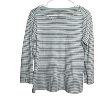 J Crew Slub Tee Women's Small Multicolor Striped 3/4 Sleeve Casual Shirt Top