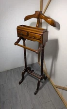 Vintage Walnut Butler Gentleman Valet Stand Dressboy Barley Twist w/ 2 Drawers