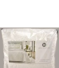 Hotel Collection Diamond Lattice F/QUEEN Duvet Cover Pillowshams Set White-new