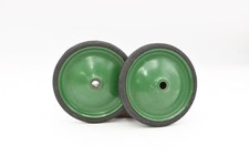 2 Vintage Hard Rubber Tires 6 x 1 1/8 Green Rims Pedal Car Soap Box Derby Wagon