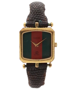 Montre bracelet vintage Gucci Sherry Line pour femme à quartz suisse plaqué or 18 carats