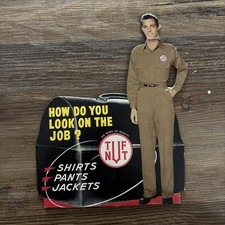 Vintage 1960s Tuf Nut Cardboard Diecut Advertising Sign Mens Work Clothes