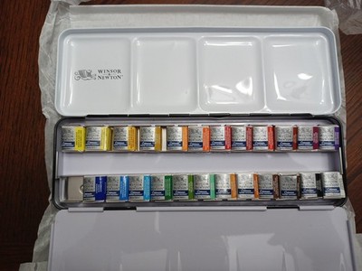 Winsor & Newton Cotman Watercolour Complete Travel Tin 24 Pc Half Pans 