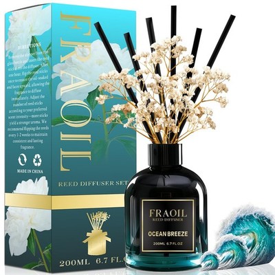 Ocean Breeze Reed Diffuser, Reed Diffuser Set 6.7 fl oz (200 ml) with 6 Reed ...