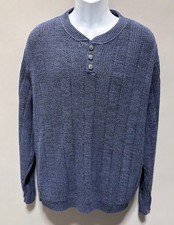 Oscar De La Renta Sweater men's XL Blue Henley Sophisticated Designer Old Money