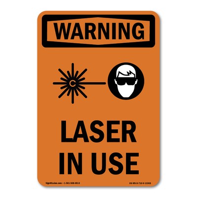 Laser In Use ANSI Warning Sign Metal Plastic Decal