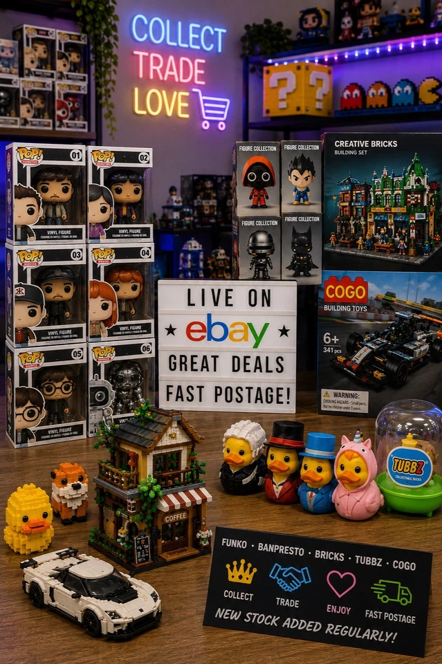 Funko pops - Banpresto - Tubbz - Cogo Bricks - Jigsaws and more