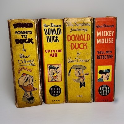 4 Vintage Disney Better Little Books Donald Duck Mickey 1937-45 Lot