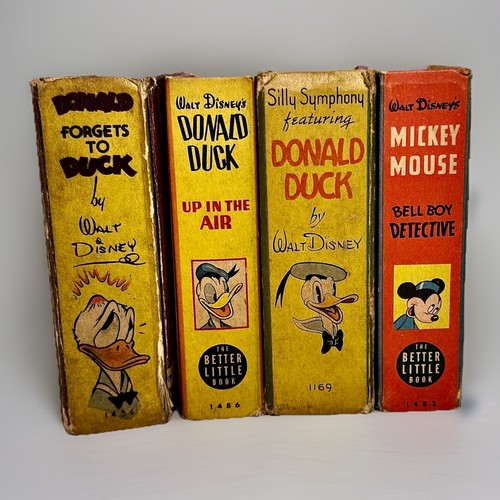 4 Vintage Disney Better Little Books Donald Duck Mickey 1937-45 Lot