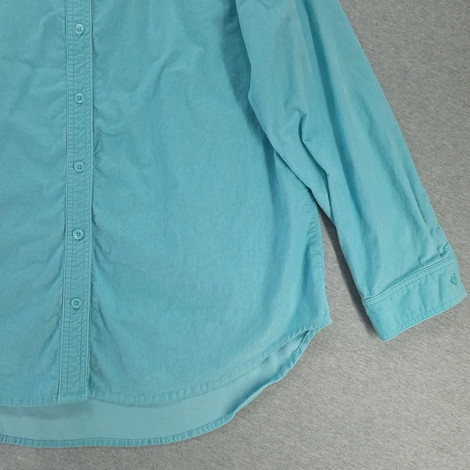 Camisa Chicos Feminina 2 EUA L-12 Azul Manga Longa Gola Botãoada Veludo Elástico - Imagem 4 de 4