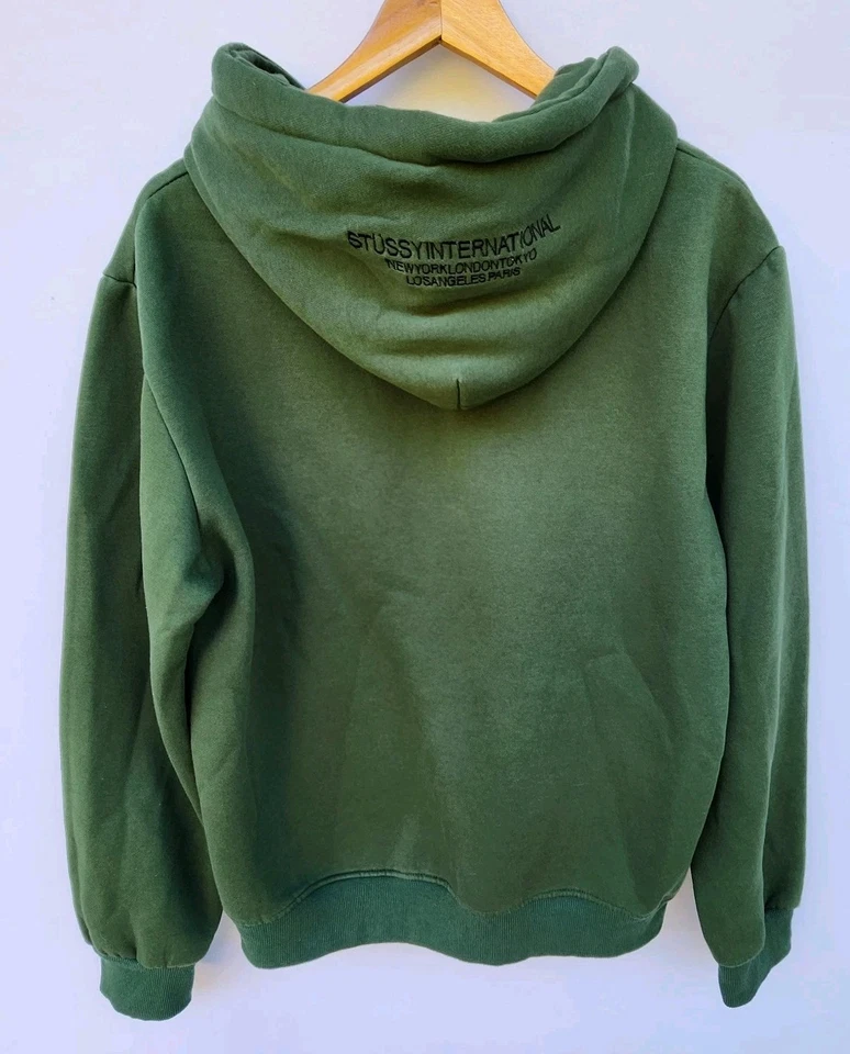 Sudadera con Capucha Stussy Para Hombre Grande Verde Naranja Bordada Internacional Foto 3 de 4