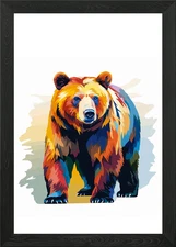 Bear Animal Pop Art Framed Wall Art Poster Canvas Print Picture