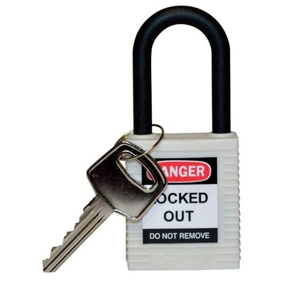 BRADY 123332 Lockout Padlock,KD,White,1-3/4''H 39N224
