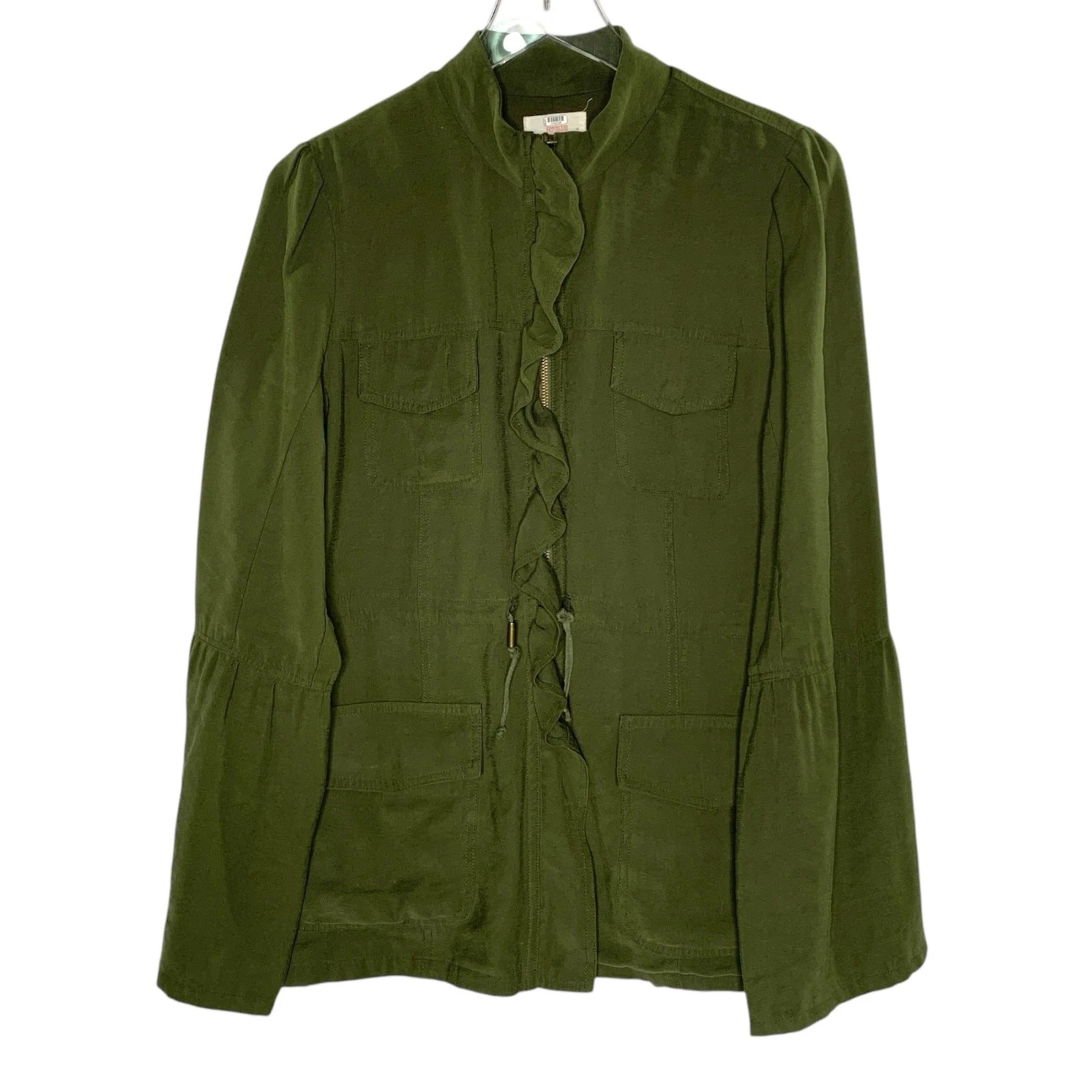 VETEMENTS Giacca utility Colibrì M donna verde militare con volant tasca polsino svasato