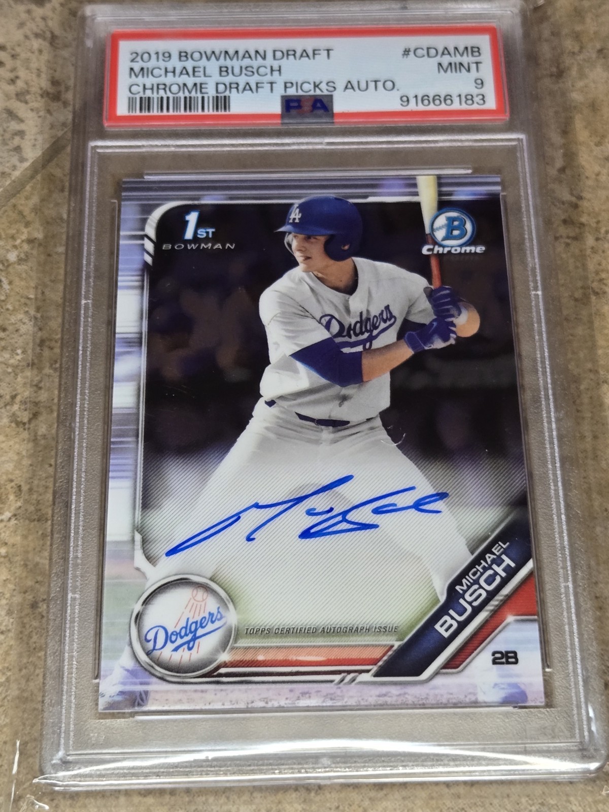 2019 Bowman Draft Chrome 1st MICHAEL BUSCH On Card Auto RC Autographed PSA 9