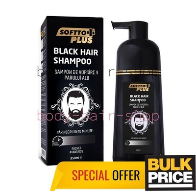 SOFTTO PLUS Black Coloring Shampoo Covering Gray Hair Long-Lasting Color 350mL