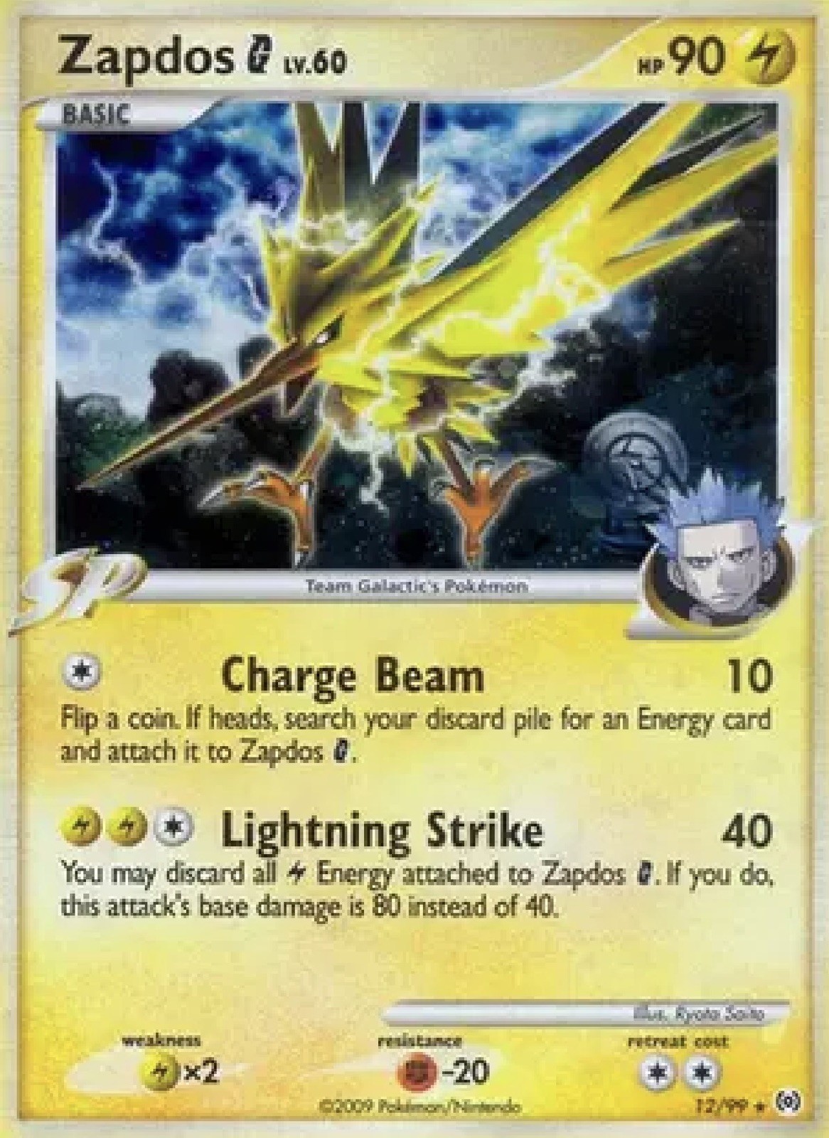 Pokemon TCG Zapdos G Holo Rare Card 12/99 Arceus 2009 NM