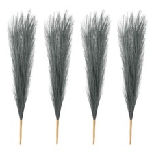 4 Pcs 17 Zoll Faux Pampas Gras K&uuml;nstliche Boho Dekor Grau
