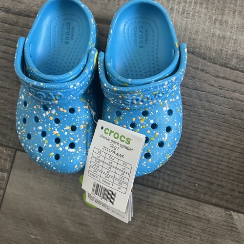 Crocs Classic Paint Splatter Kids BlueUS c8 EU 24-25 NEW