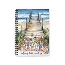 Teacher floral beach boardwalk notebook  Spiral Ruled Journal