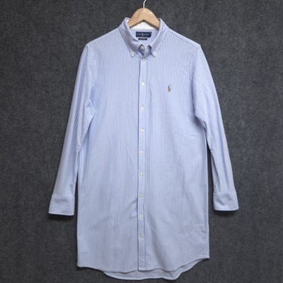 Ralph Lauren Shirt Dress Womens XL Blue Striped Knit Oxford Button Up | eBay