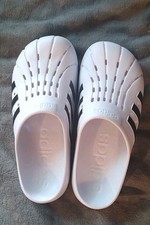 Adidas Adilette Clogs White Black Stripe Slip On Sandals Slides Men  s Size 10