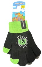 2 Pack Minecraft Creeper Green Black Gloves Children Size 5-9 Years