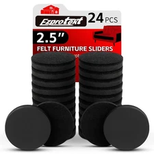 24 Pcs 2.5" Round Reusable Felt Furniture Movers Sliders for Hardwood Floors