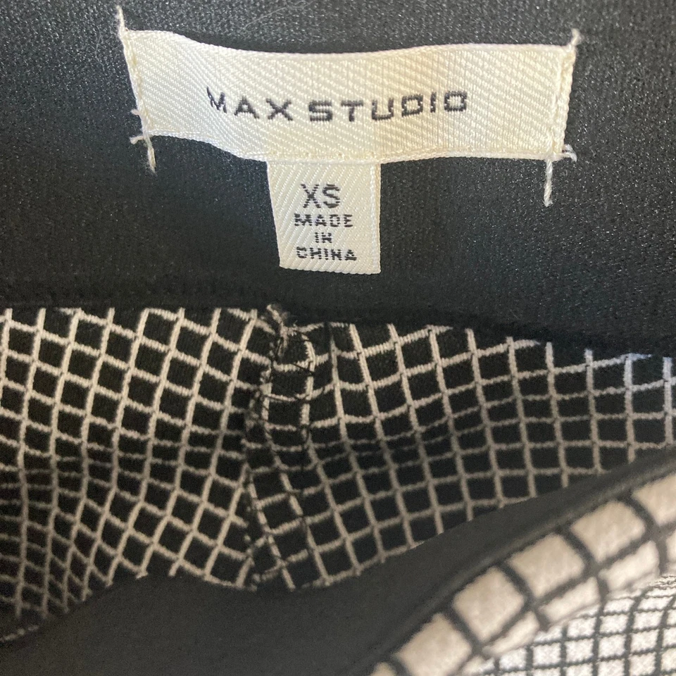 Max Studio Pants Womens XS Slim Trouser Black White Small Checks Stretch - Image 4 of 4