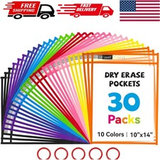 Flexible Classroom Organization: 30 Pack of 10x14 Dry Erase Pockets with 5 Rings
