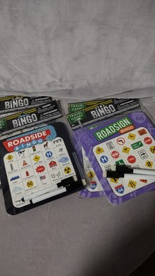 New ! Travel Games Roadside  Bingo 4 Boards 8 Markers Fun Car Game Toy 