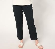 Denim  Co. Beach Jersey Petite Straight Leg Ankle Pant Black XL New