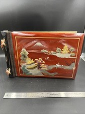 Vintage Unused Red Lacquered Photo Album From Japan With Original Box