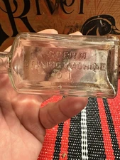 Antique Clear Glass Embossed "Sperm Sewing Machine Oil" Small Bottle