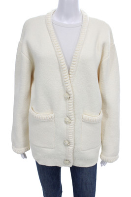 Endless Rose Unisex Cardigan White V-Neck Long Sleeve Solid Size S