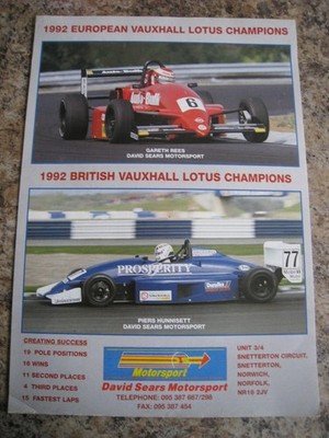 BRITISH VAUXHALL LOTUS CHAMPIONS 1992 GARETH REES PIERS HUNNI ADVERT A4 FILE 54