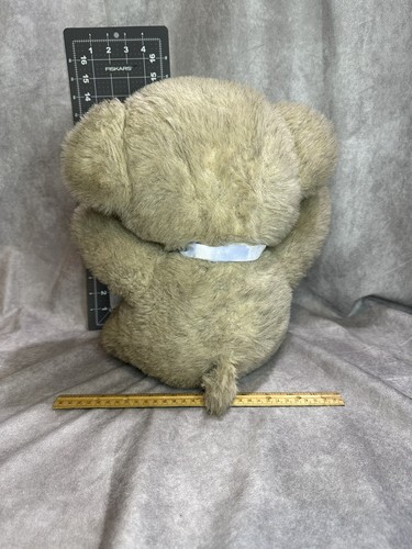 Vintage 1979 Dakin Plüsch Teddybär 14" Arms Up Elfenbein hellbraun blau Band - Bild 2 von 5