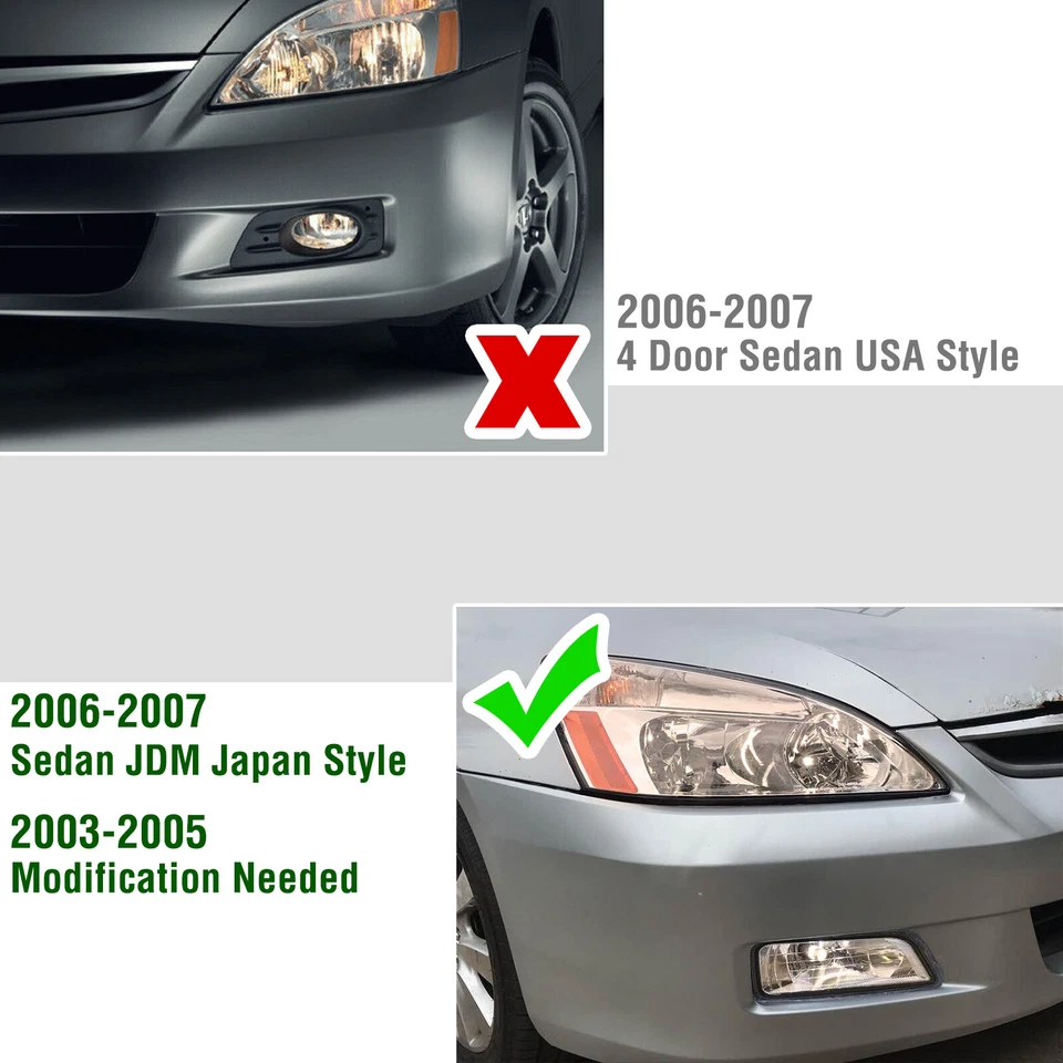 Pair Fog Lights Front Bumper Lamp + Wiring Switch Kit for 2003-2007 Honda Accord Foto 2 de 4