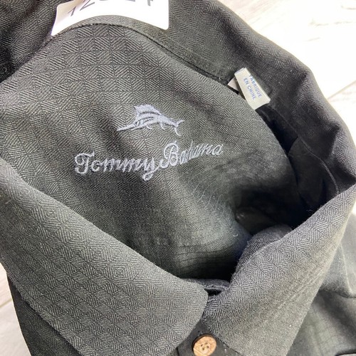 Tommy Bahama Island Zone Shirt Men's XL Black Silk Blend Marlin Loop Collar Camp - Picture 11 of 14