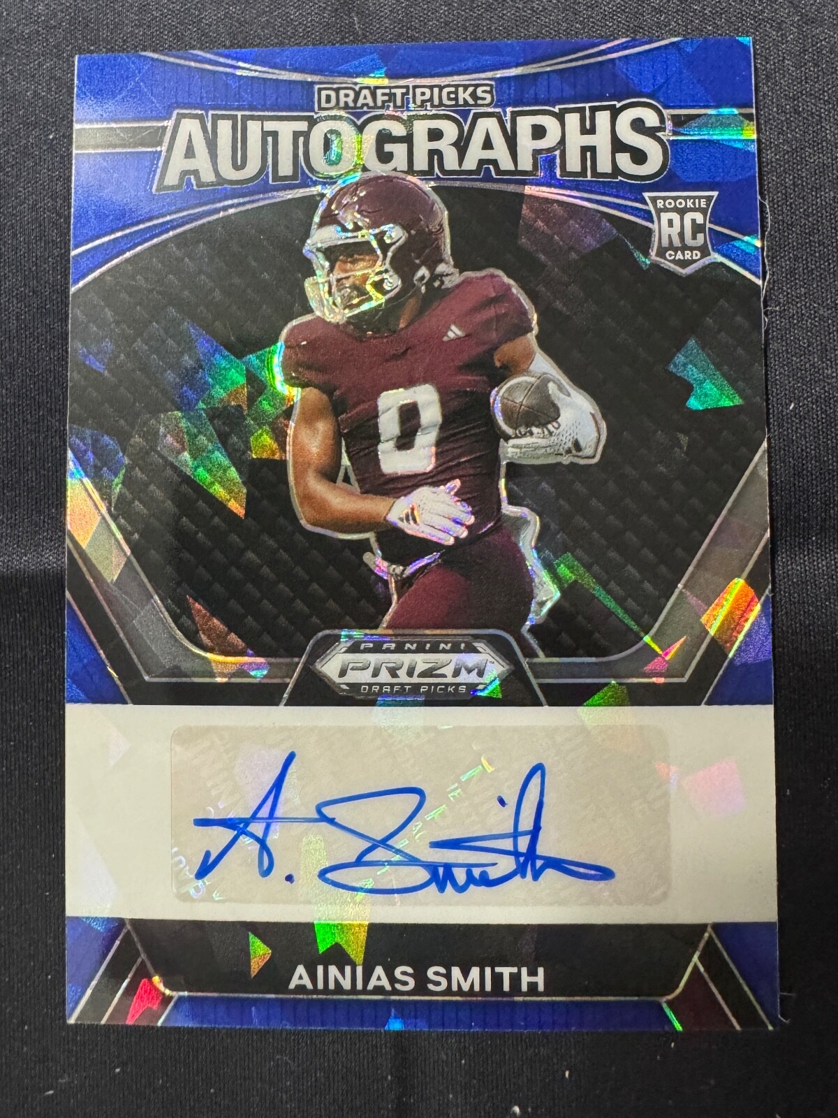Ainias Smith Panini Prizm Draft Picks Draft Picks Autographs #DPAASH Blue Ice