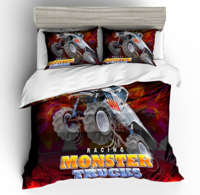 3D Monster Truck Cartoon Kinder Rot Quilt Cover Set Bettwäsche Sets Kissenbez...