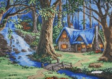 Kit Bead Embroidery DIY Craft Kit Stamped Bead House By The Stream a2-k-764
