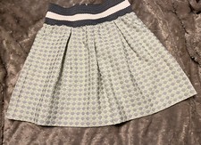 MAEVE Anthropologie Skirt Mint Grey Dots Seren Skater Pleated Women Sz Small EUC